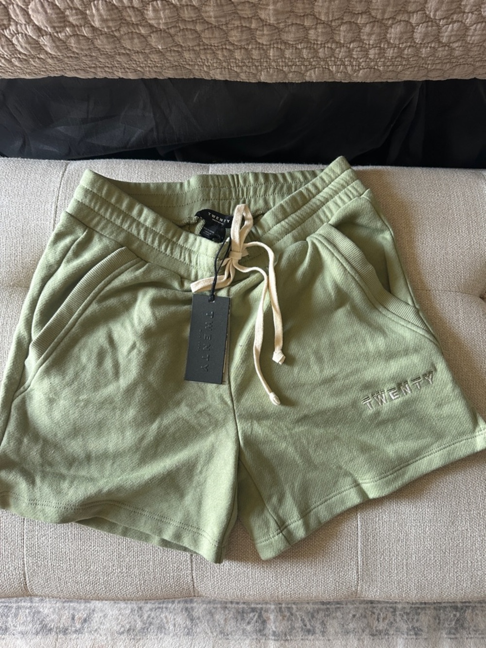 Twenty Olive Drawstring Athletic Shorts with Side Pockets
